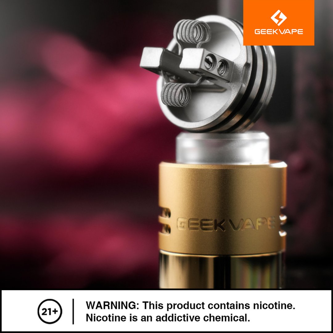 Boost your vaping experience with the Tsunami Reborn Z RDA Tank in shimmering gold. Enhance your style with a touch of luxury. 💫💨 #geekvape #geekvp #geekvapetech