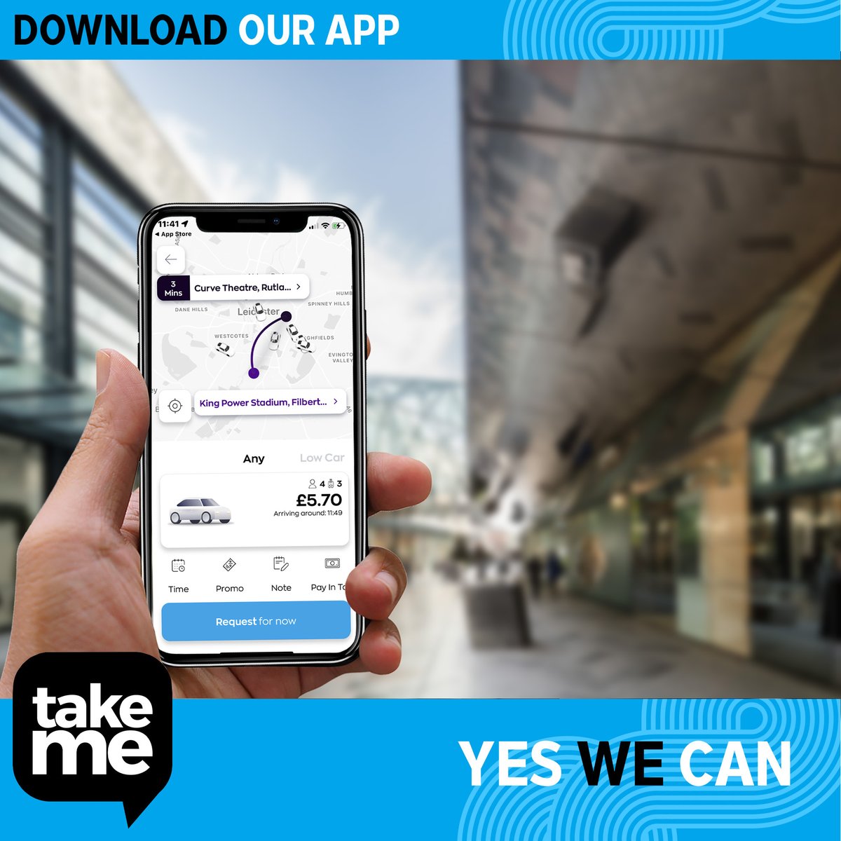 Need a ride into town today? Book your LOCAL Taxi Firm. Download our app and pre book today: takeme.taxi/app/ #TakeMe #Leicester #Loughborough