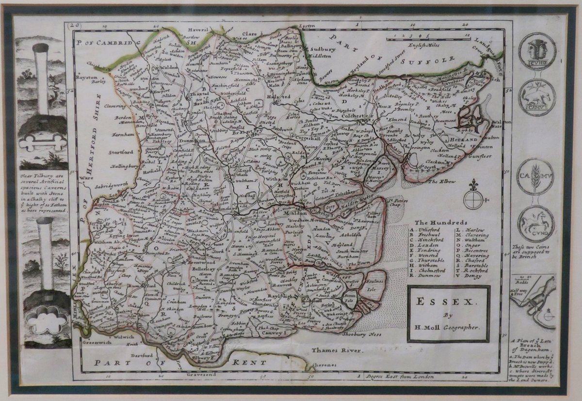 This beautiful map of the county of Essex is 300 years old! It's currently on display in our Towns Through Time exhibition. It was drawn by Herman Moll (b.1654-d.1732). #map #essex