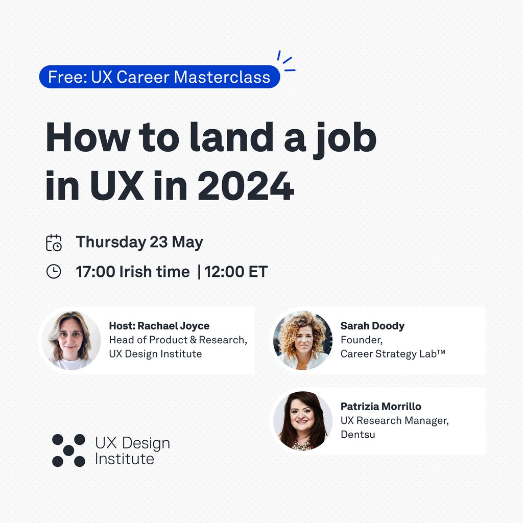 Join us for a live online UX Career Masterclass where we'll dive into the key trends shaping the UX hiring landscape. ✨️⁠ ⁠ 🔗: l8r.it/I3Qj to register for free. ⏱️⁠ ⁠ #ux #uxdesign #design #uxjobs #webdesign