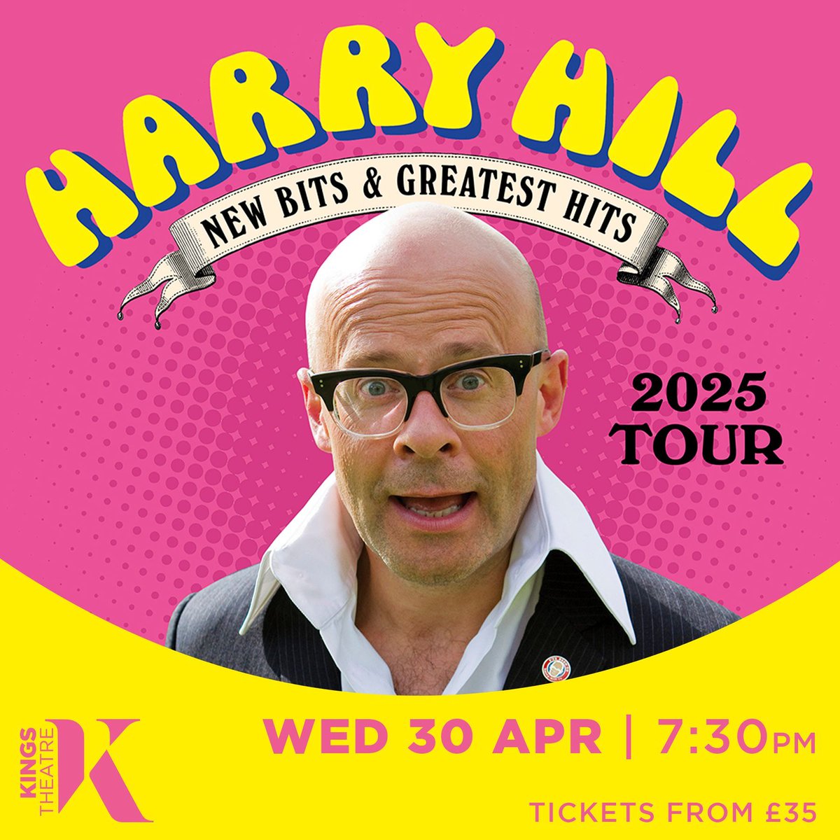 ✨NEW SHOW ON SALE!✨ Harry Hill | New Bits & Greatest Hits is coming to The Kings in 2025! Join him on his Diamond Jubilee lap of honour as he celebrates 60 Glorious Years of fun, laughter and low level disruption! 👓 📅 Wed 30 Apr 🎟️ Book tickets ➡️ buff.ly/4acDPxC