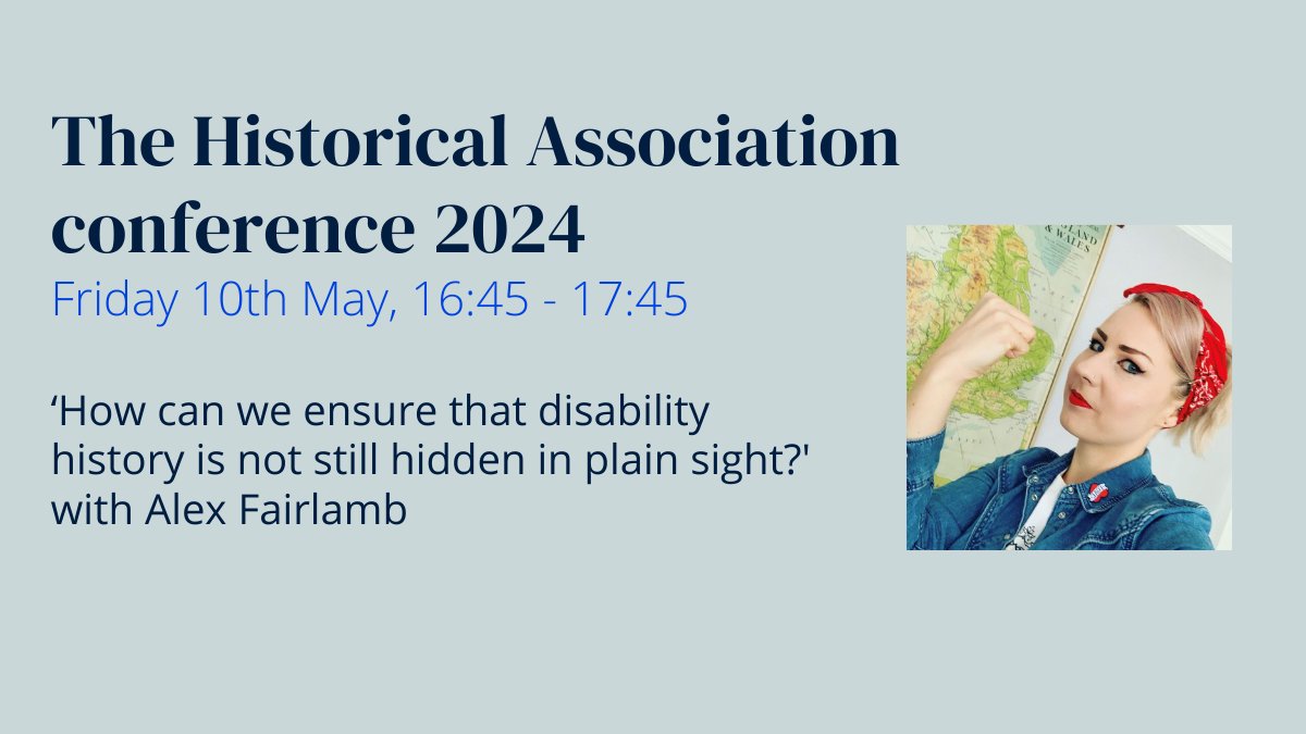 Don't miss @lamb_heart_tea who will be co-presenting ‘How can we ensure that disability history is not still hidden in plain sight?' at the @histassoc Conference today, from 4.45-5.45pm. Alex is one of our #KS3History Depth Study Fight for Rights in Modern Britain authors. 👊