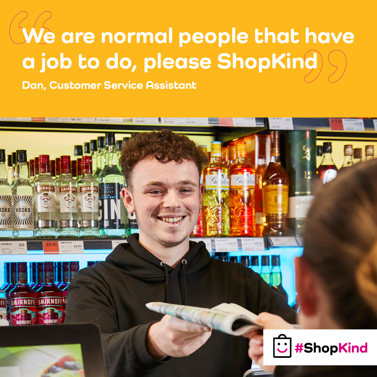 Shopworkers play a vital role in our communities, but USDAW, the shopworkers' Union, estimates that 70% of shopworkers in the UK have faced verbal abuse. Remember that the person behind the counter is doing their best and deserves respect. #ShopKind