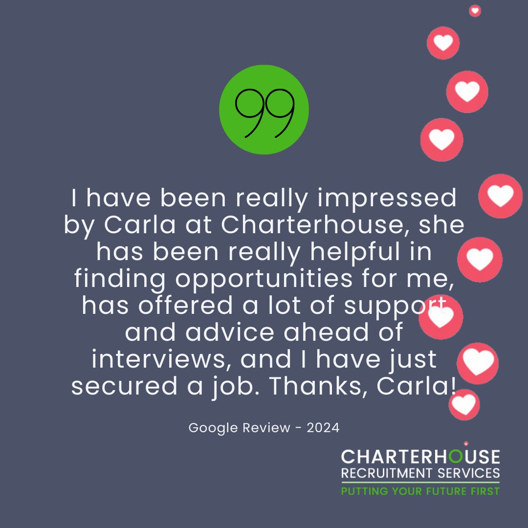 If you're on the hunt for your next career adventure, it's clear that Charterhouse is where you need to be!

#recruitmentagency #charterhouserecruitment #recruiter #newjob #hiringnow #newcareer #bestrated #5starrated #hirewithus #YorkJobs #ChesterJobs #fridayfeels
