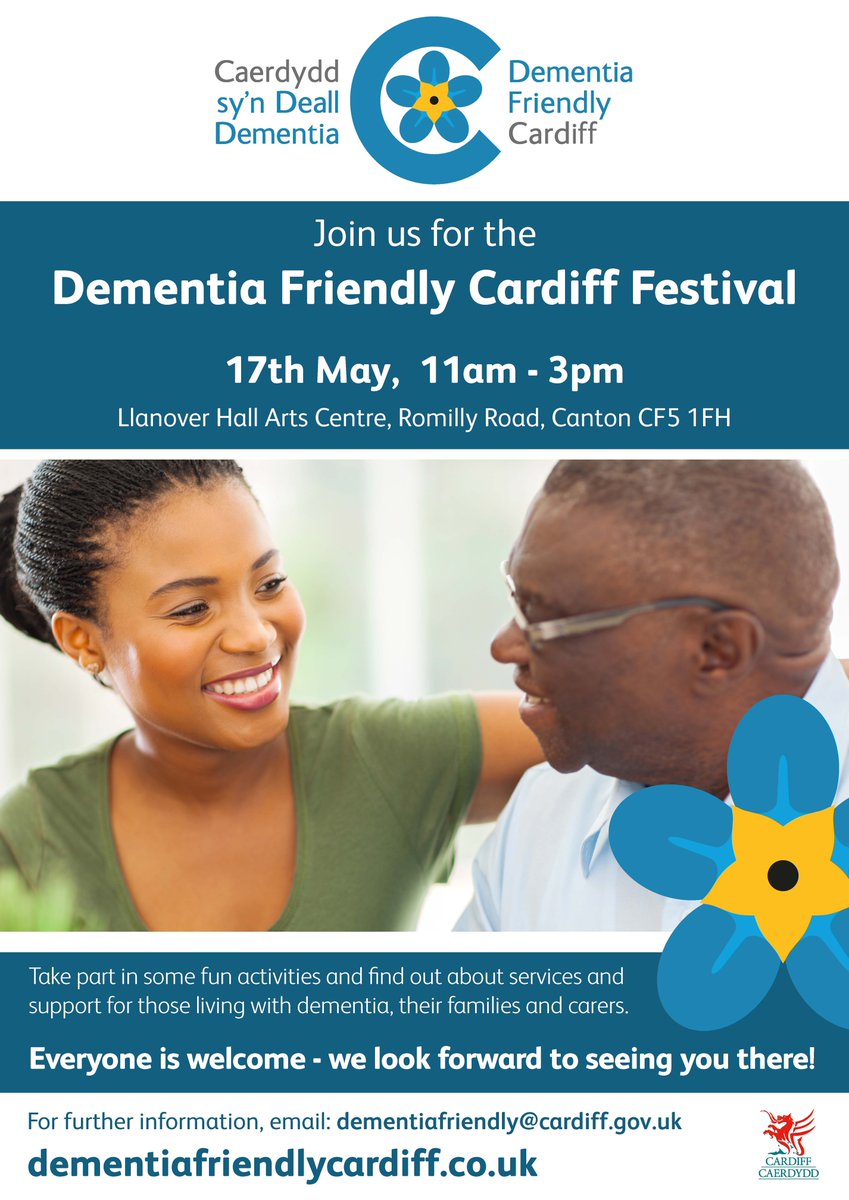 A Dementia Friendly Cardiff Festival will be held at Llanover Hall next week, part of the city’s #DementiaActionWeek activities. The event on Friday, May 17, 11am –3pm will be an opportunity to find out more about services, as well as a chance to take part in some fun activities