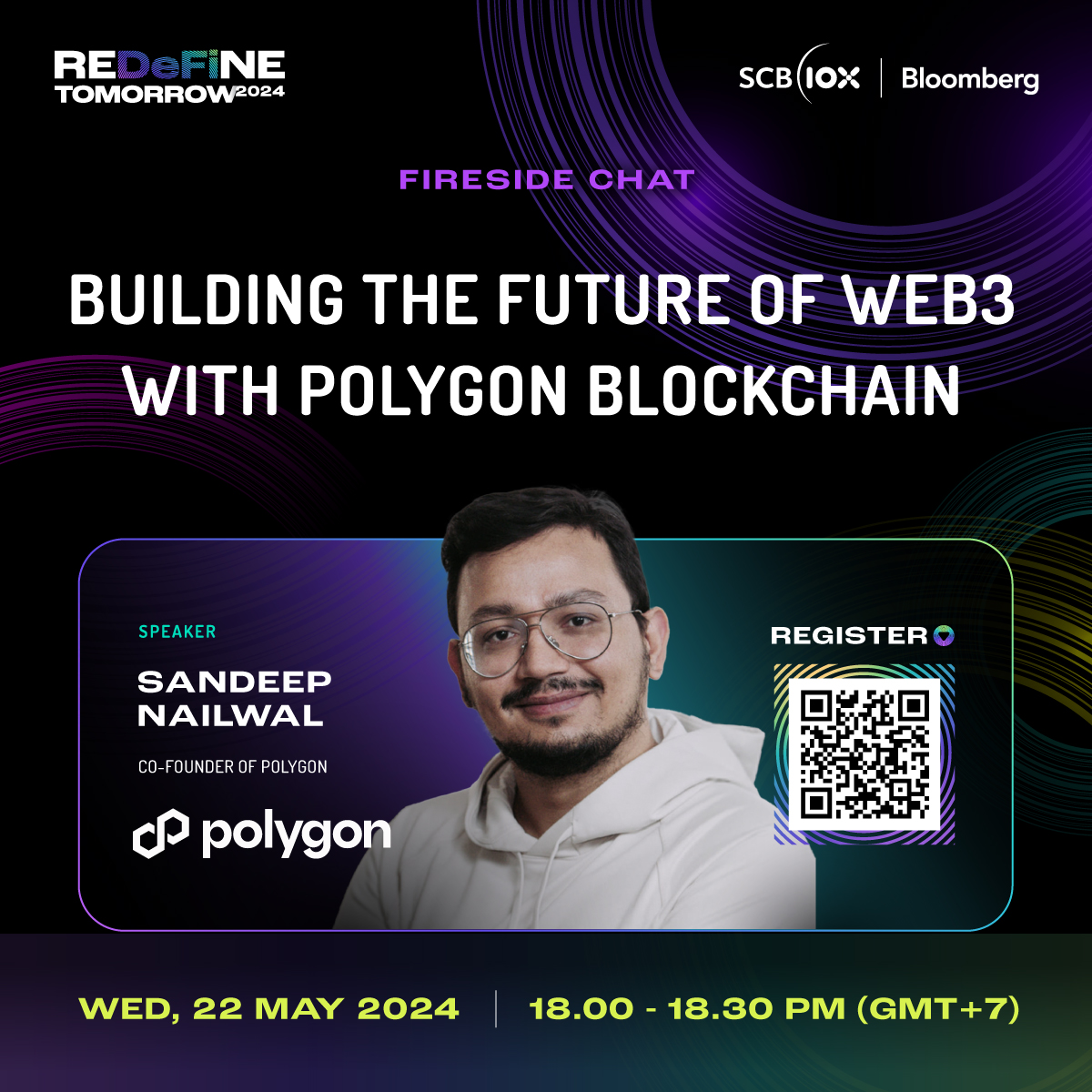 Meet the speaker at #REDeFiNETOMORROW2024 / 21-22 May 2024 Fireside Chat: Building the Future of Web3 With Polygon Blockchain @sandeepnailwal of @0xPolygon Free ticket: bloombergevents.com/SCB10x_2024