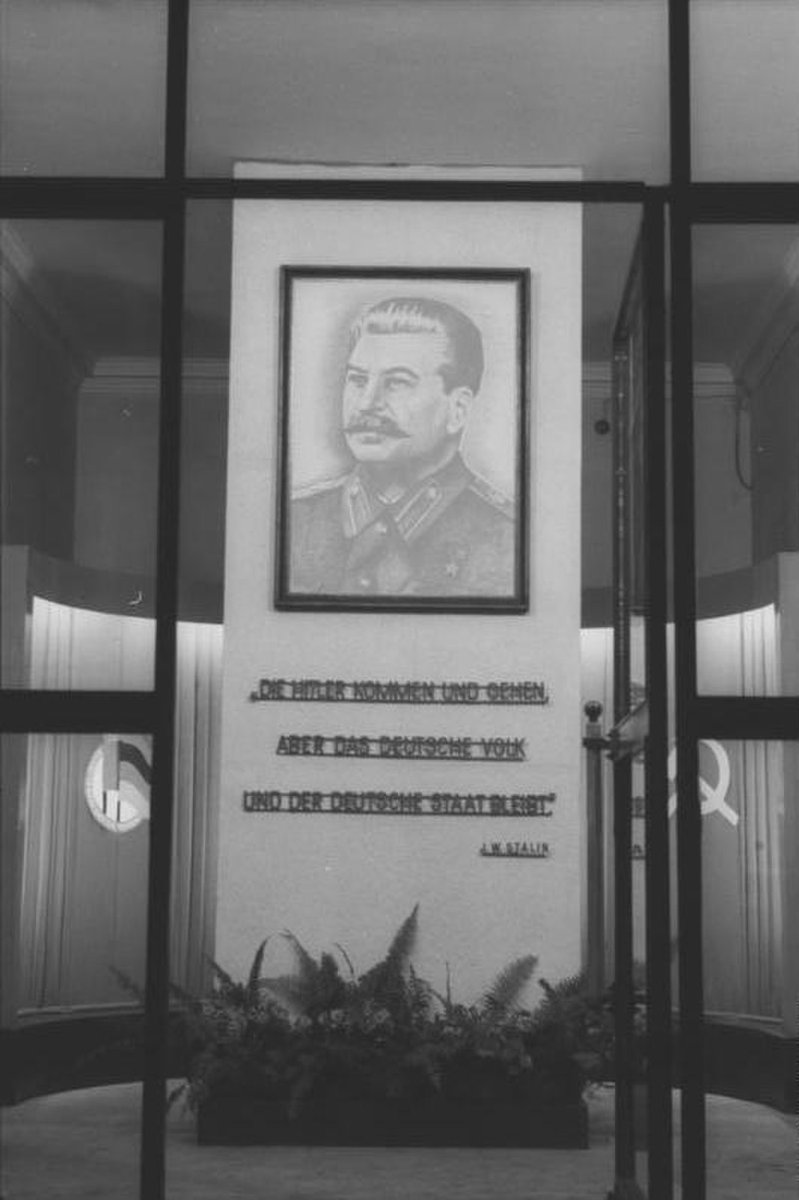 'Hitlers come and go, but the German people and the German state remain.' - a picture with a quote from Stalin in Berlin, 1949