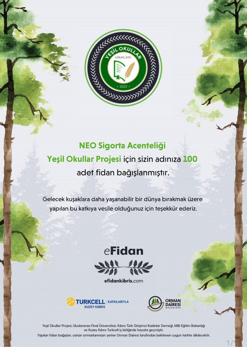 ardakalfaoglu's tweet photo. Hedef 100 bin fidan. 🌲🌳🌲
Haydi sıra sizde! #BAŞARABİLİRİZ 
NEO Sigorta Acenteliği 
https://t.co/cdIMmMY3aa https://t.co/t2fefSLrRC