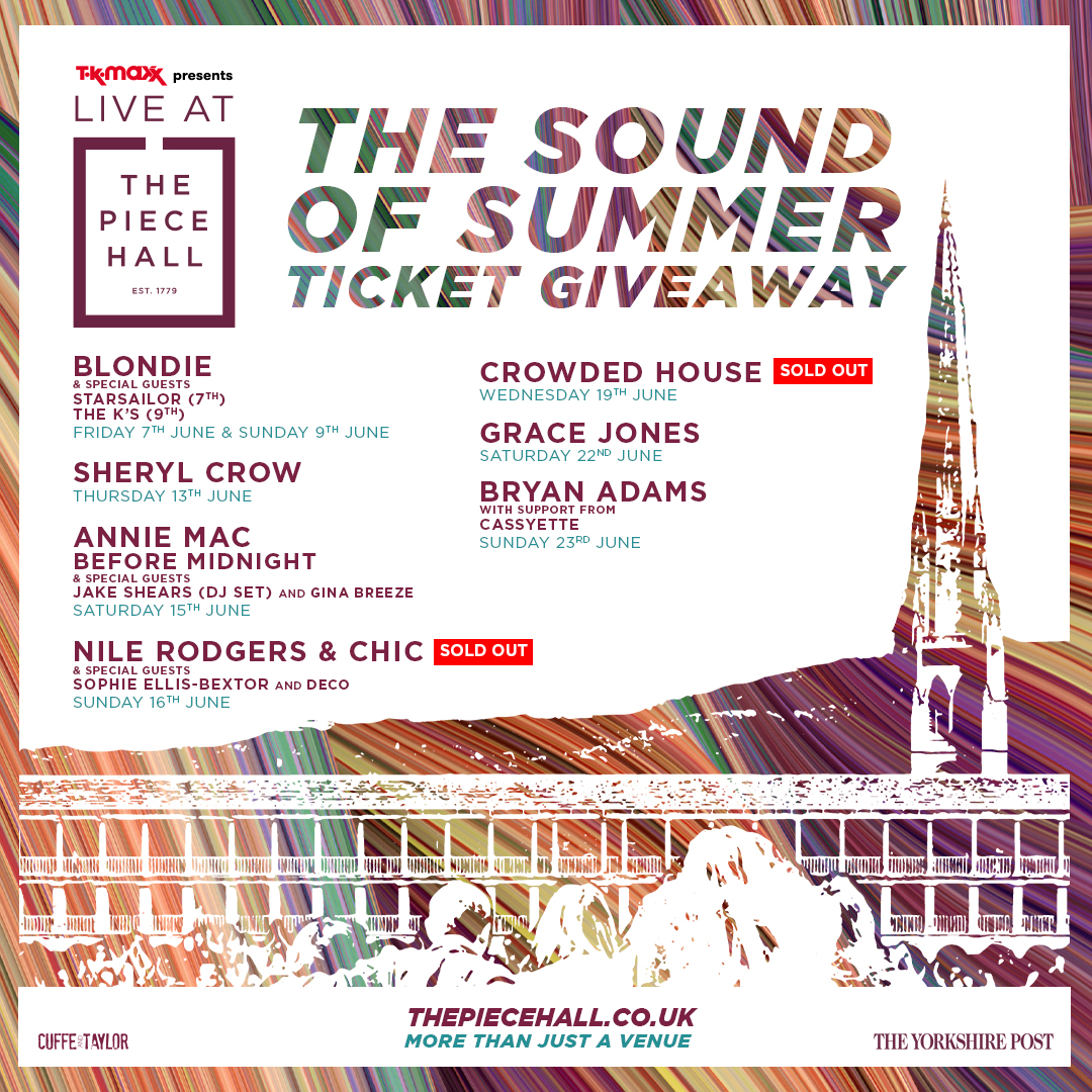 This summer, the Yorkshire Post is teaming up with TK Maxx presents Live at The Piece Hall in Halifax to give away two tickets to every show from their incredible summer series - from Blondie in June to Cian Ducrot in August and every act in between.