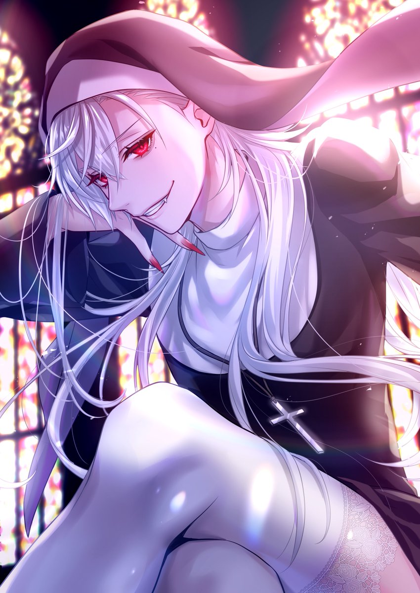 kuzuha (nijisanji) solo long hair looking at viewer smile long sleeves 1boy red eyes  illustration images