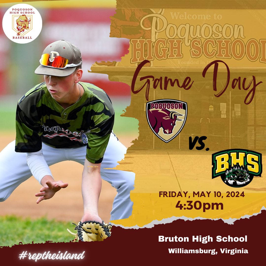 Varsity ⚾️ (9-7) travel up to Williamsburg to take on the Bruton Panthers (1-16) this afternoon at 4:30pm.

JV ⚾️ (8-7) will host Southampton High School at Firth Field at 4:30pm.

#poquoson #PHS #bullislandersbaseball #localboys #reptheisland