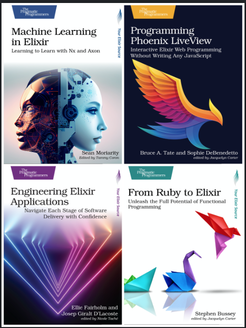 Week #4 of Pragprog's big Spring Sale - this week, select Ruby, Rails and Elixir titles are 50% off, with the discount code: 2024Trifecta All on the PragProg site, including these best-selling Elixir titles - medium.com/pragmatic-prog…