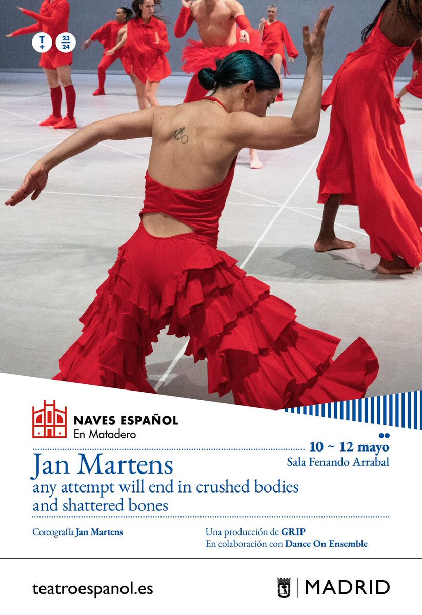 #Danza- El aclamado coreógrafo y bailarín belga @janmartens presenta el estreno de su espectáculo de danza: 💃 'Any attempt will end in crushed bodies and shattered bones' 📍 Sala Fernando Arrabal en el @mataderomadrid 🗓 Del 10 al 12 de mayo 🎟️ bit.ly/3ybpapn