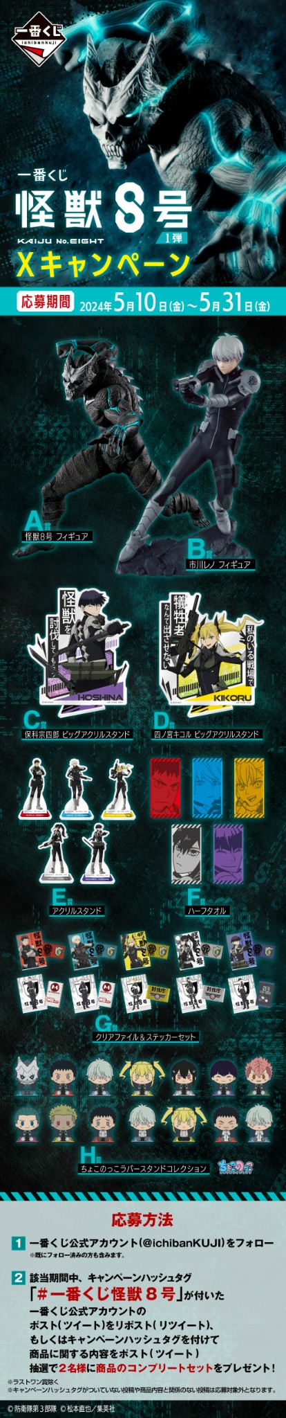 怪獣８号  一番くじ　1ロット 未開封 中古】【未開封】【セット】「怪獣8号」フィギュア 5種