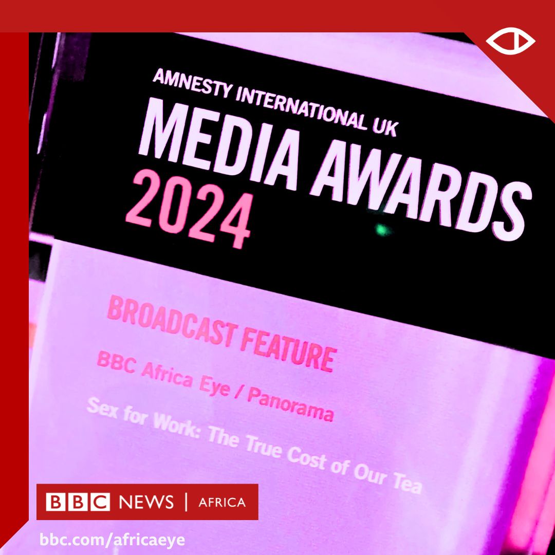 🏆 #BBCAfricaEye and #BBCPanorama have won best Broadcast Feature for the investigation, ‘Sex for Work: The True Cost of our Tea’ at the 2024 #AmnestyMediaAwards.

🎥 Watch the documentary here: youtube.com/watch?v=1wMdnC…
