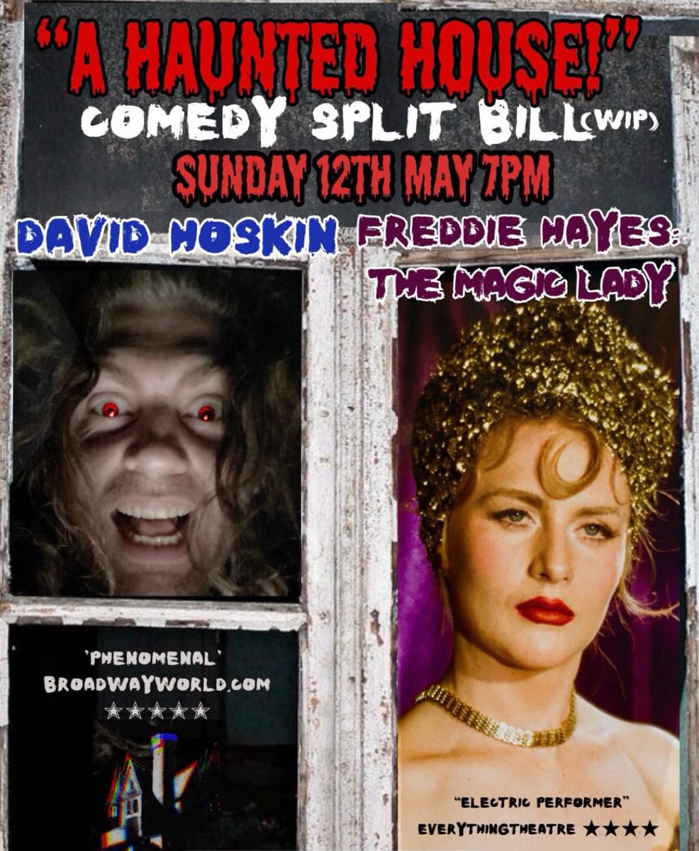 THIS SUNDAY 👻 🔮 Freddie Hayes: The Magic Lady + David Hoskin in “A Haunted House!” Split Bill 🎟️: breadandrosestheatre.co.uk . #breadandrosestheatre #whatson #fringetheatre #comedy #freddiehayes #davidhoskin #splitbill #pubtheatre #fringe