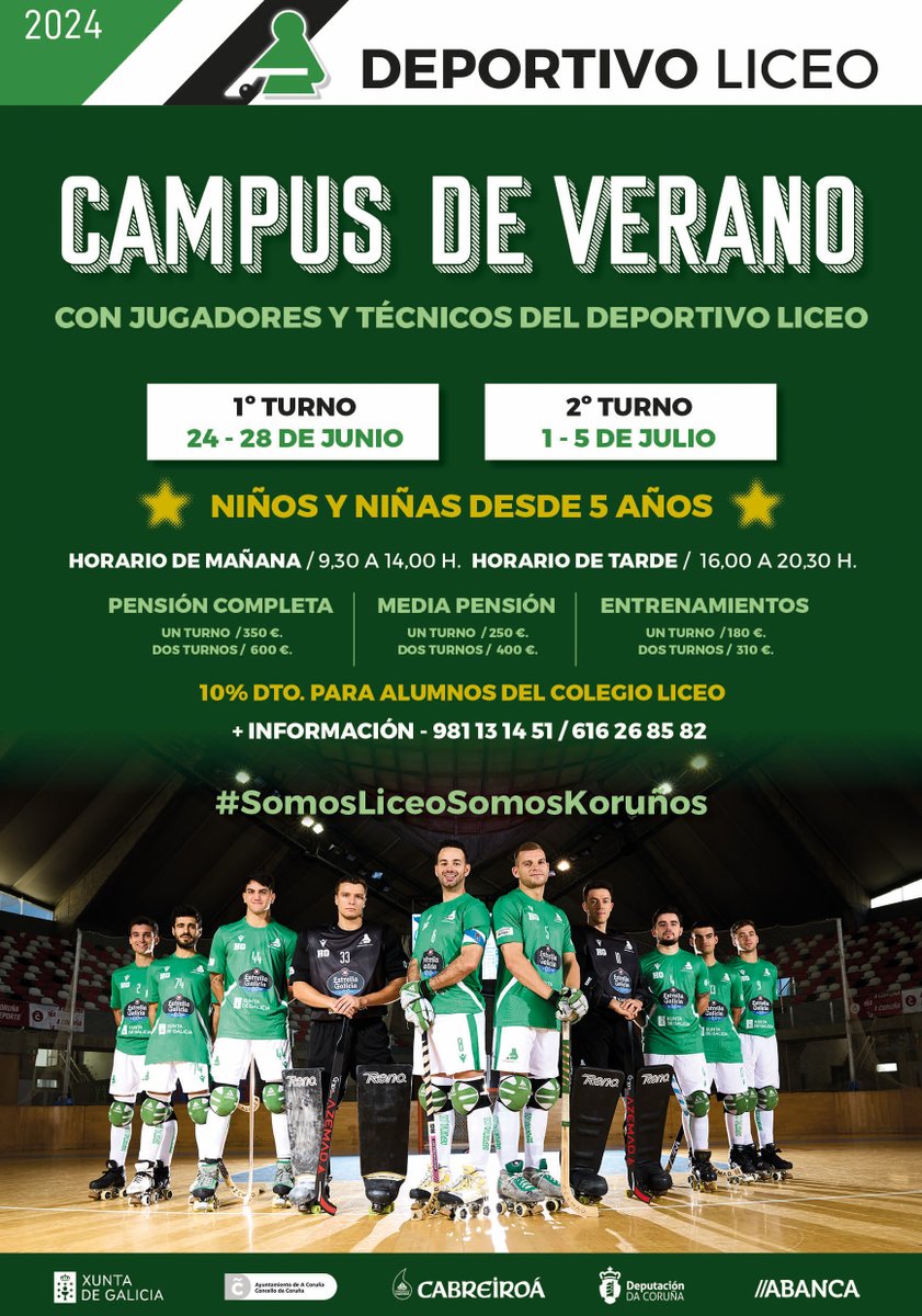 #CampusDeVerano2024 @Depucoruna | ¡ÚLTIMAS PLAZAS! En nuestra web cuentas con toda la información sobre cómo inscribirse: hockeyclubliceo.com/campus-de-vera… 🟢⚪️