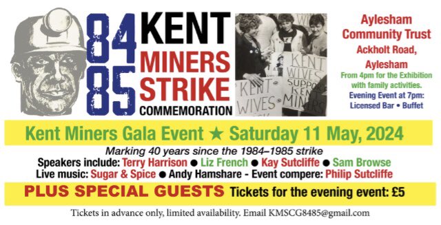 Honoured that our campaign has been invited to speak at this #MinersStrike40 Gala event in #Kent It’ll be a great day
