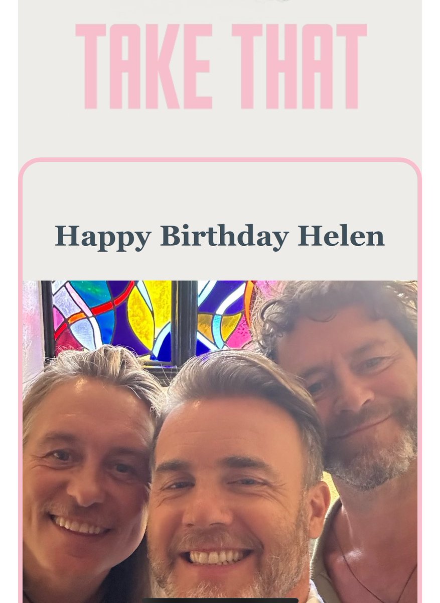Barghy's tweet photo. Thanks for my Birthday email @takethat @GaryBarlow @OfficialMarkO and Howard! See you in June 🥳 https://t.co/xd8sDk0X3M