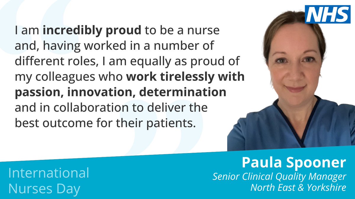 ⬇️@PaulaSpooner2, a Clinical Quality Manager here in the North East & Yorkshire, is passionate about delivering the best outcomes for patients.

Feeling inspired?🤩

Search #WeAreTheNHS.

#IND2024 #InternationalNursesDay #IND24