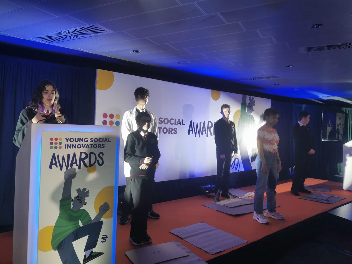 (Our current 5th Year students!)  were invited to present awards to this years winners and pupils SH and EWs were interviewed on stage about their work to develop their winning project. Well done to all! @YSInow @PdstTy @tydotie