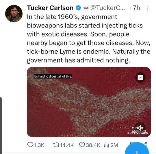 Lyme-causing bacteria have been found in fossilized ticks ~20M years old. I discuss in @socscimed how this theory 'has legs' not only b/c it appeals to govt. distrust, but conveniently challenges the role of clim. change in spreading Lyme to new areas. pubmed.ncbi.nlm.nih.gov/32085911/