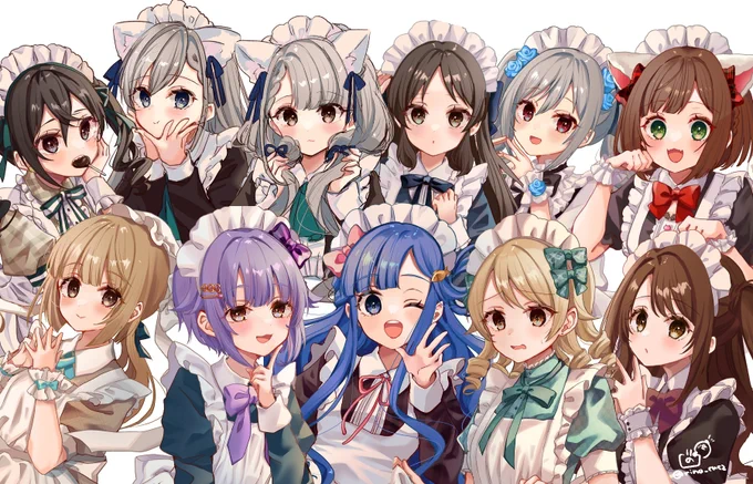 #メイドの日メイドたくさん描いてる! 