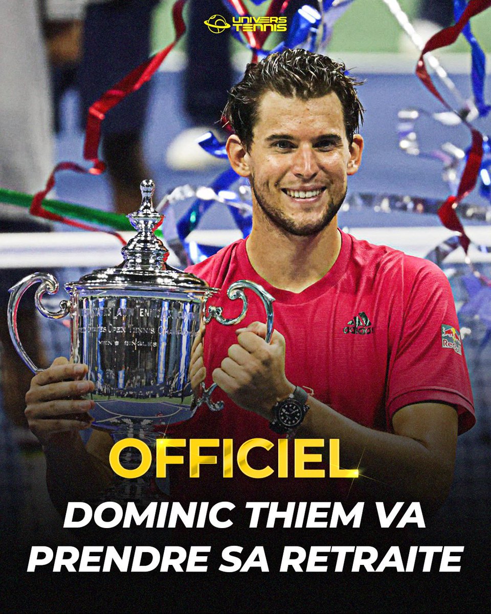 UniversTennis's tweet photo. 🚨 𝗢𝗙𝗙𝗜𝗖𝗜𝗘𝗟 ! DOMINIC THIEM ANNONCE SA RETRAITE EN FIN DE SAISON. ❌🇦🇹

🗣️ « J’ai eu beaucoup de succès, remporté des trophées et vécu des choses dont je n’avais même pas rêvé. L’aventure était incroyable et j’en suis vraiment reconnaissant »

Merci pour tout Domi. 🥹👋 https://t.co/7ggKFpkcYA
