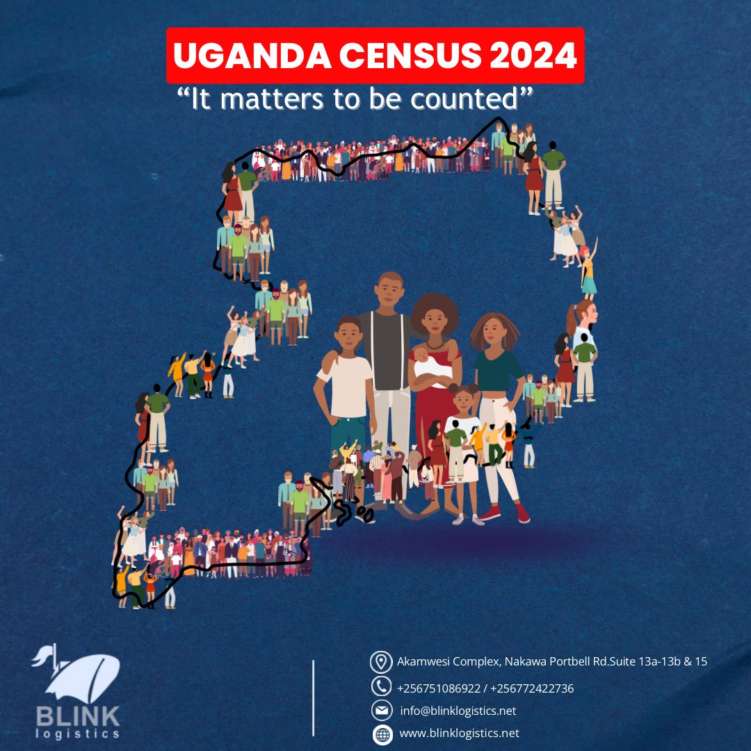 It's census time! Let's celebrate this important milestone together as we recognize the significance of counting every person. Here's to a successful and inclusive census for all!

 #UgandaCensus #BlinkLogistics #CountingTogether #UgandaCensus2024