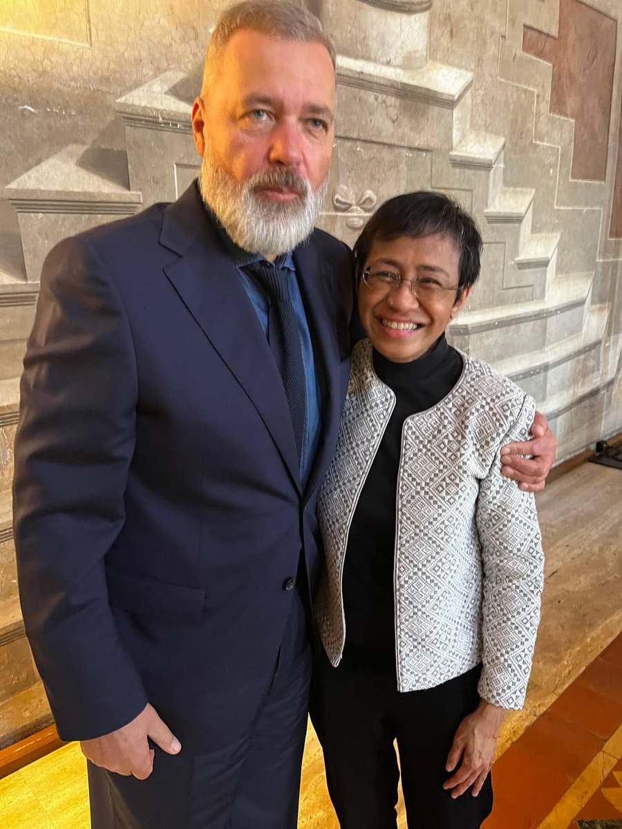 REUNITED 🙌 Nobel Peace Prize 2021 laureates @mariaressa and Dmitry Muratov, both known for their fight for press freedom, meet again at the second World Meeting on Human Fraternity convened by the Vatican on Friday, May 10. | via @paterno_II rplr.co/FaithChat