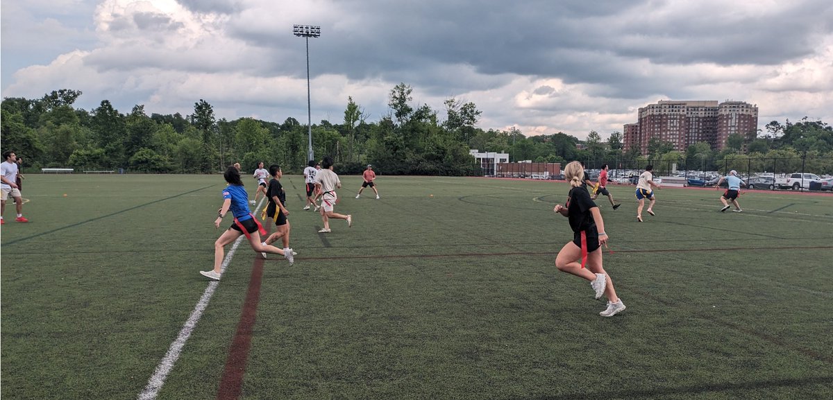 I had a blast co-teaching and playing KNES190: Flag Football! Thanks @rosshm16 for bringing Biomechanics to the field. Love our Kinesiology students <a href="/UofMaryland/">Univ. of Maryland</a>