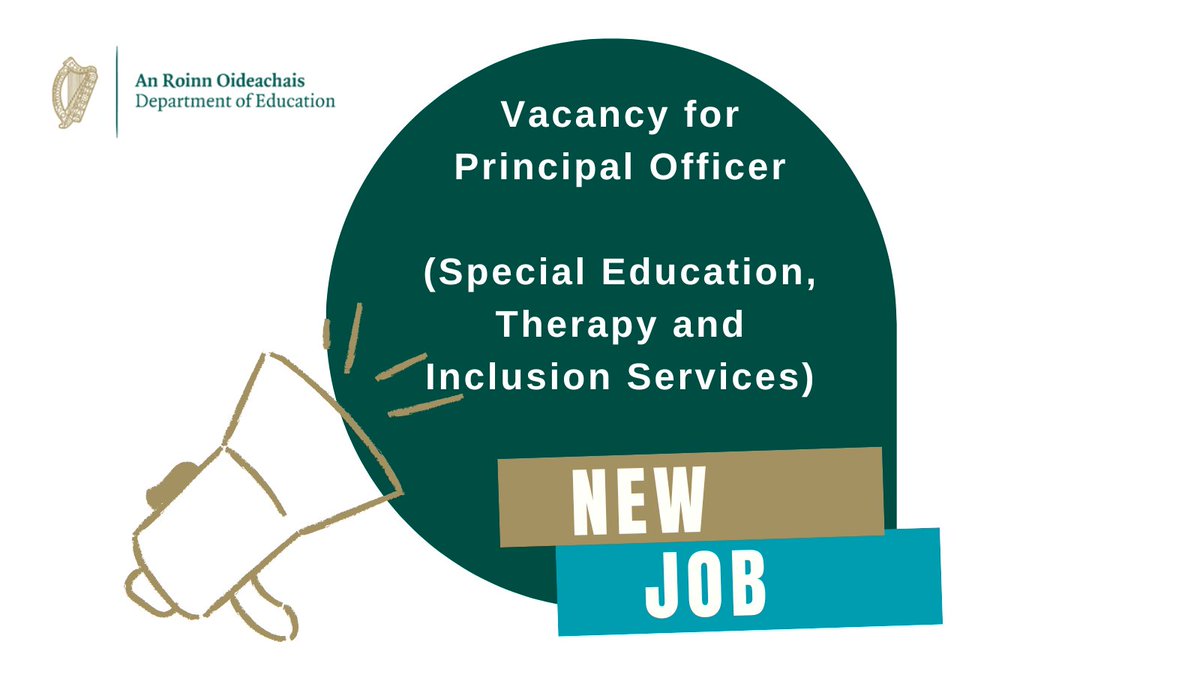 The department is recruiting a Principal Officer – (Special Education, Therapy and Inclusion Services) Application closing date: 3pm on Monday, 20 May 2024. More information 👉 gov.ie/en/publication…