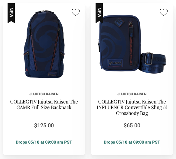 The COLLECTIV Jujutsu Kaisen lineup from Loungefly is releasing online today at 9 AM / 12 PM ET, featuring The GAMR Full Size Backpack and Convertible Sling & Crossbody Bag.

Link: finderz.info/4aVBYOS

#Ad #JujutsuKaisen #Loungefly #Anime #Manga #Collectibles #FunkoFinderz