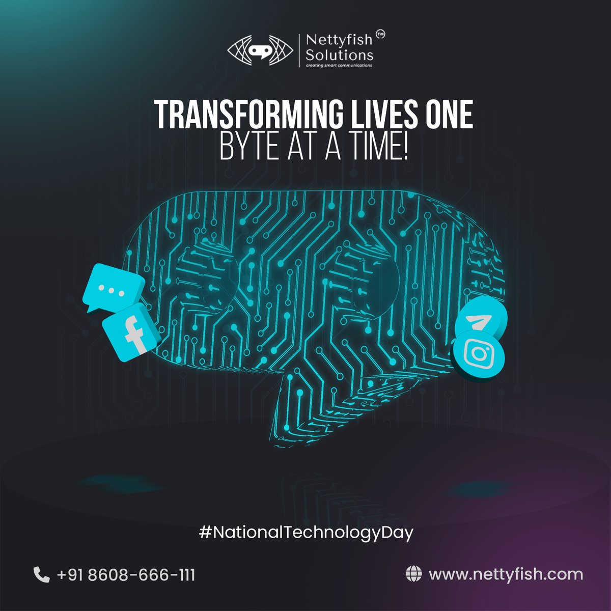 Happy National Technology Day! Let's celebrate the tech innovations that shape our world. From AI to VR, we're living in the future! 🚀💻 #NationalTechnologyDay #Nettyfish #SocialMedia #marketing #marketingstrategy #success #DigitalMarketing #Branding #BoostSales #BusinessGrowth