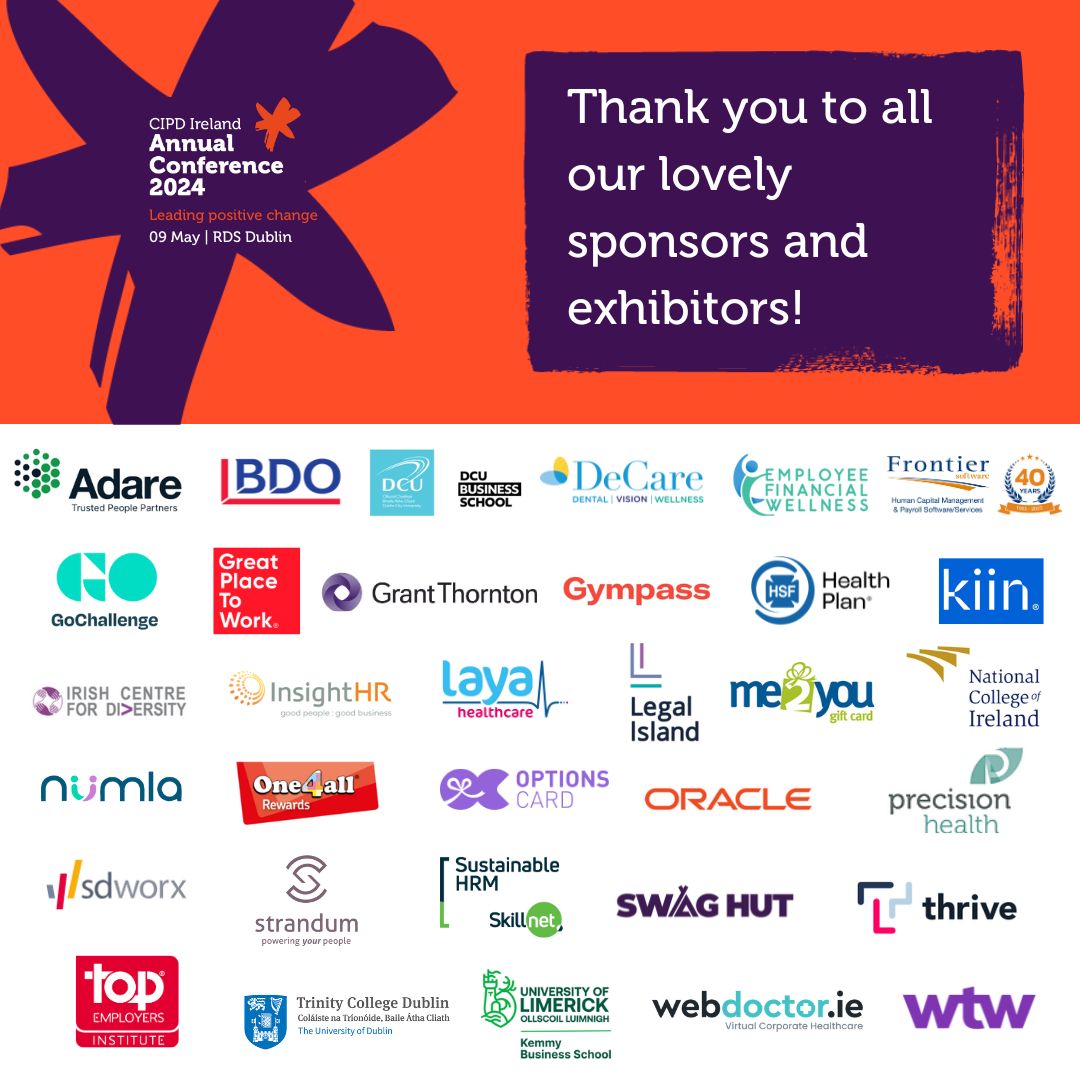 🎉What a fantastic day! 🎉 Yesterday was one of our best conferences yet!🙌 Thank you to the CIPD Ireland team, all our colleagues, volunteers & speakers for help making it possible!❤️ Special thank you to our sponsors & exhibitors for helping us make it a wonderful experience!👏