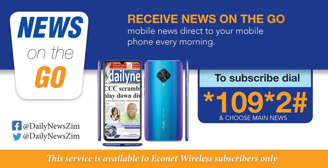 To receive breaking, trending and developing stories in Zimbabwe on your mobile phone every morning, dial *109*2#