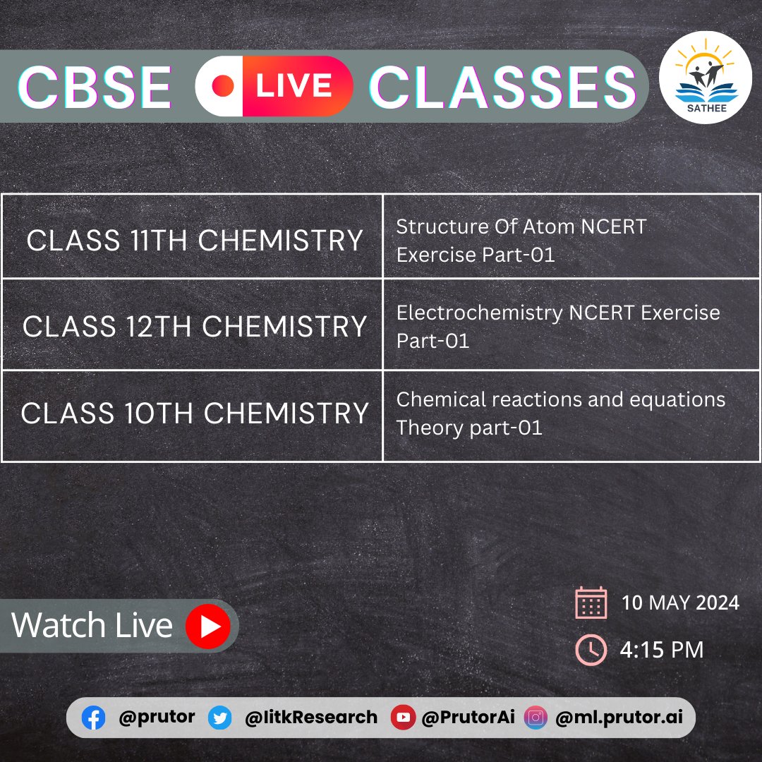 Join live CBSE session with the experts !!
Timing - 4:15 pm
Link for live class - sathee.prutor.ai/live-sessions/…
#CBSE #NEET #JEE #science #liveclasses #sathee #tipsandtricks #sciencestudents #onlinelearning