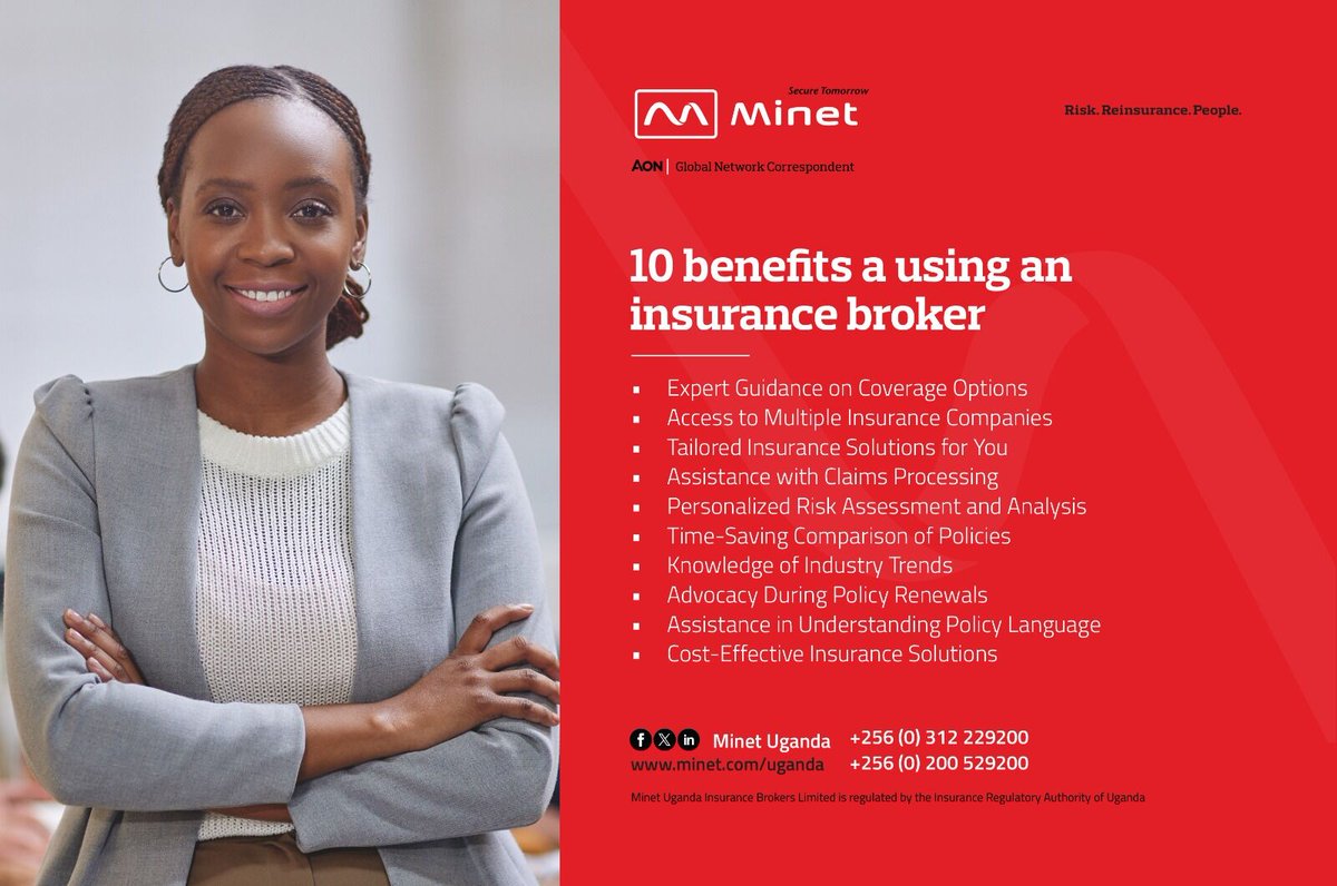 Looking for insurance? Don't do it alone. Here are 10 benefits of using an insurance broker to get insurance. Let Minet Uganda help you launch and employee assitance program. #MinetUganda