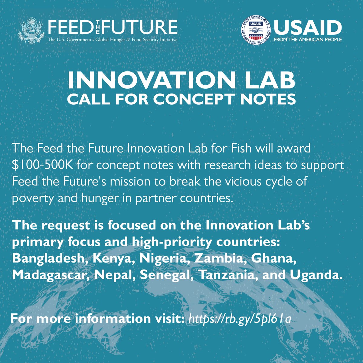 📣📣Request for Applications!

Grant Opportunity for Organizations in Tanzania.

The @FeedtheFuture  Innovation Lab for Fish concept notes are due by 5:00 p.m. Eastern U.S. time on May 15, 2024.