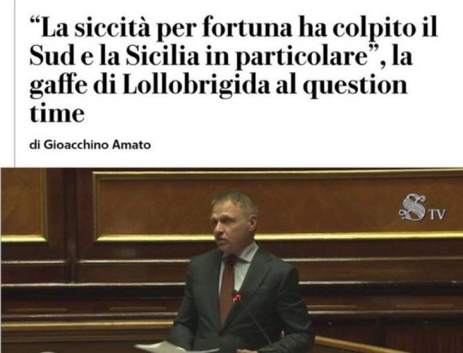 - Ministro, ma a lei non gliene frega proprio niente del Mezzogiorno?!

- No, tanto prima delle due non pranzo mai.

#Lollobrigida #siccità #10maggio