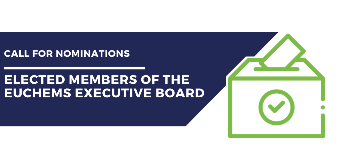 📢 Two weeks left to nominate three Elected Members of the European Chemical Society Executive Board! 🗓️ Nominations are invited until 24 May. Learn about the procedure, and make your nominations ⤵️ euchems.eu/2024-call-for-… EuChemS strives for an #inclusive and #diverse Board
