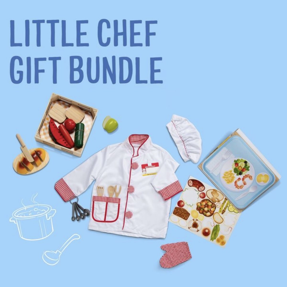 Our <a href="/MelissaAndDoug/">Melissa & Doug</a> Chef’s role play costume set can be bundled together with our range of play food items for the best pretend play fun!

Visit <a href="/janieandjoe/">Janie & Joe</a> toy store and our friendly staff will be happy to help you put together different gift set bundles!