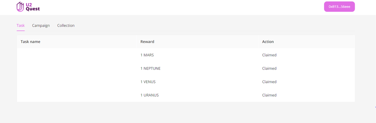 After completing each Quest, you can claim a Planet NFT.

Collect all the NFTs to make you eligible for the  airdrop