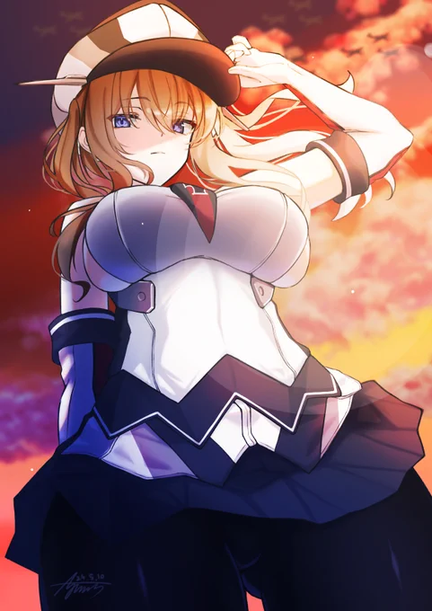 グラーフの夏服考えてたらエモい夕暮になった#艦これ #グラーフ・ツェッペリン 