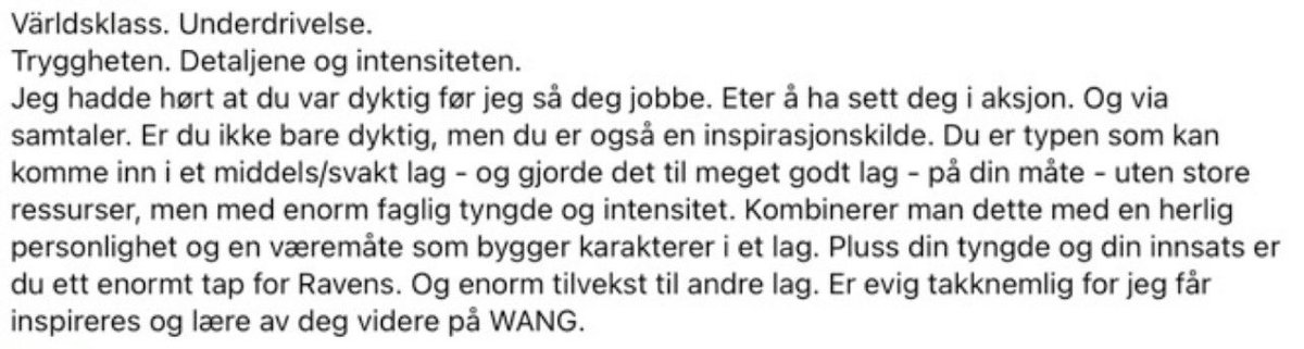 Tack för den finaste av meddelande <a href="/JanAndreasfos/">Jan-Andreas Fosnæs</a> ❤️