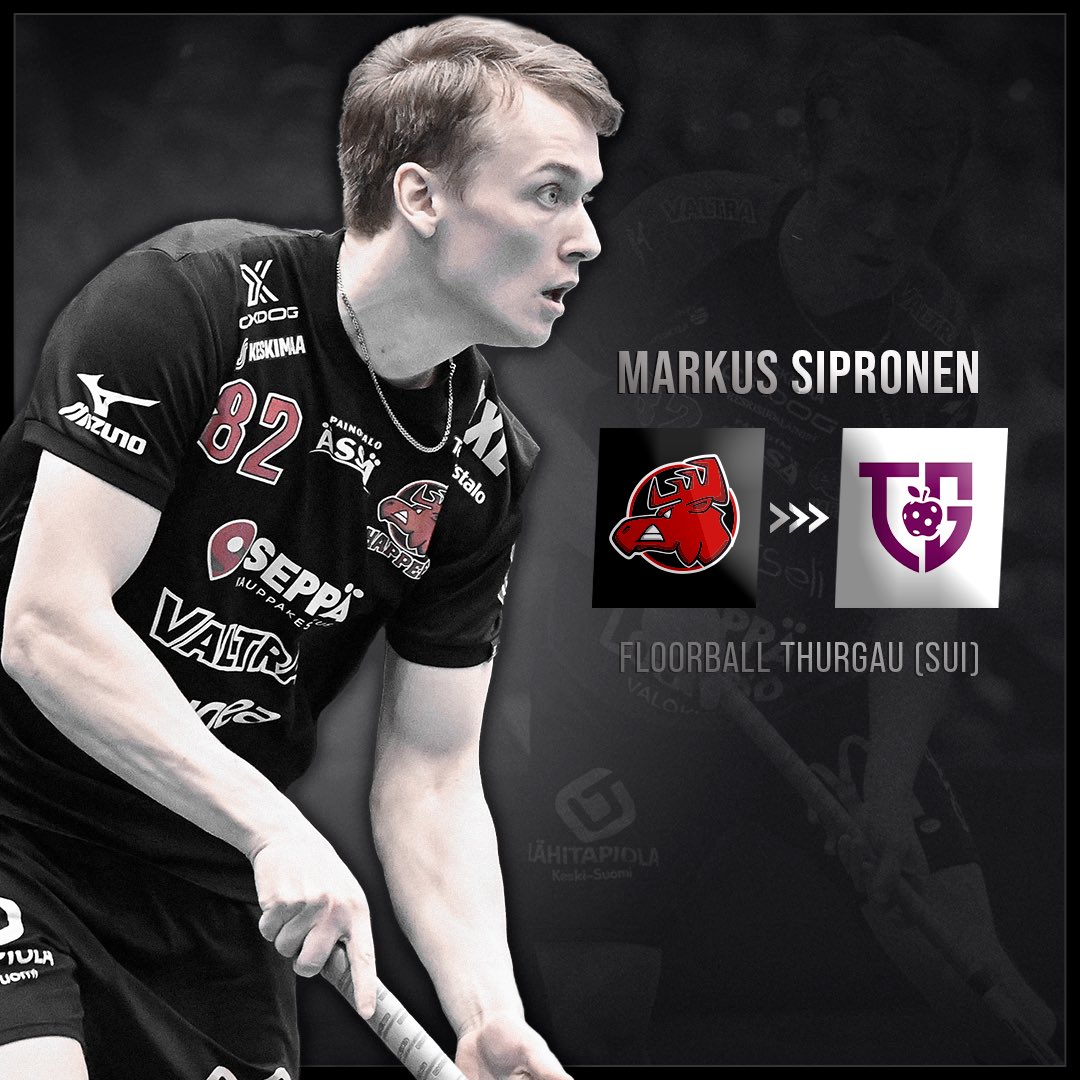 Markus Sipronen käyttää ulkomaanoptionsa ja siirtyy kaudelle 2024-25 Sveitsin liigan Floorball Thurgaun joukkueeseen.

Kiitos Sipro yhteisistä vuosista ja onnea matkaan!🫎❤️

happee.fi/uutiset/16940/…

#happeefloorball #hirvirytke #oxdog #mizuno #jyväskylä #fliiga #salibandy