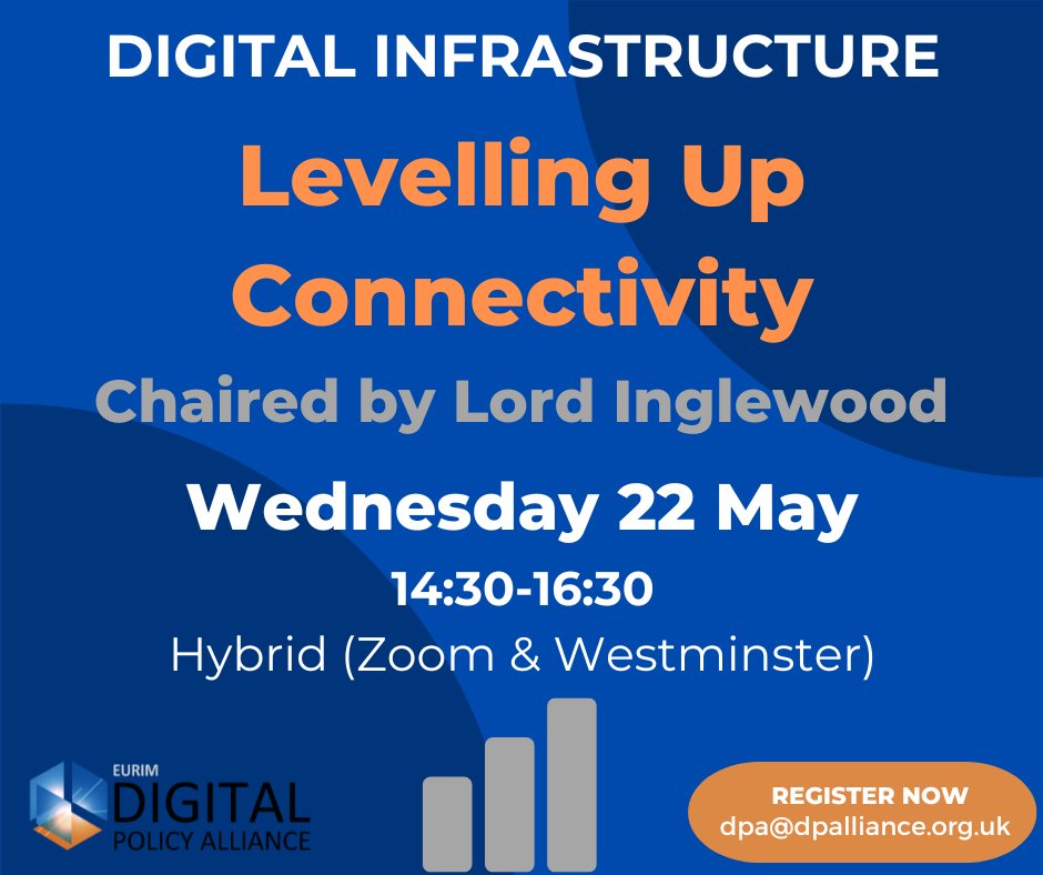DPA Digital Infrastructure Group Hybrid Meeting on Levelling Up Connectivity: Wednesday 22 May, 14:30-16:30 - dpalliance.org.uk/events/digital…
#digitalinfrastructure #connectivty #digital #telecoms #5G #mobile #broadband