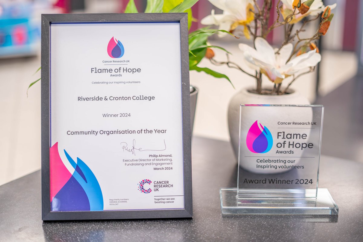 We were thrilled to receive the 'Community Organisation of the Year' Flame of Hope Award in recognition of our amazing support for @CR_UK! Over the past nine years, we raised an outstanding amount of over £30,000 for Cancer Research through our Race for Life fundraisers.