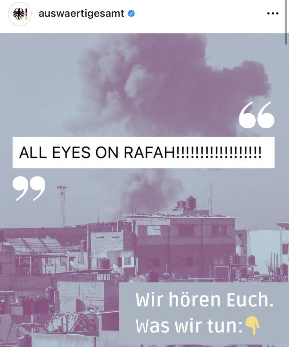 Liebes @AuswaertigesAmt no hard feelings, aber hättet auch ihr vor 217 Tagen und das durchgängig und stabil in erster Linie “ALL EYES ON THE HOSTAGES” gesagt, geschrieben und “gekämpft”, dann hätte #Rafah eventuell vermieden werden können. Doch welche Wahl bleibt 🇮🇱 jetzt noch?