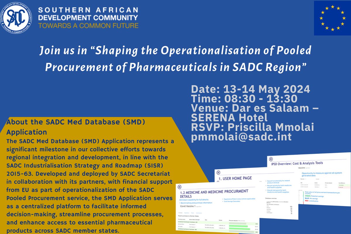 Join us in “shaping the operationalisation of Pooled Procurement of Pharmaceuticals in the #SADC region”.
